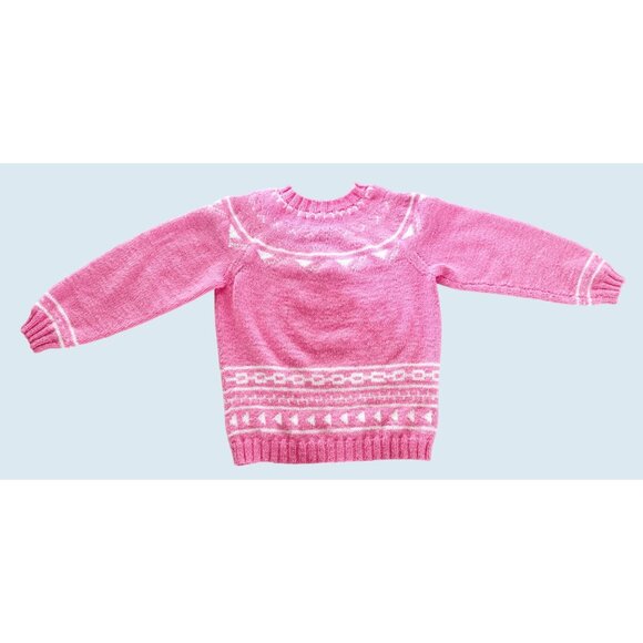 Vintage Handmade Vintage Chunky Knit Oversized Pink Sweater Sz S - Picture 2 of 7